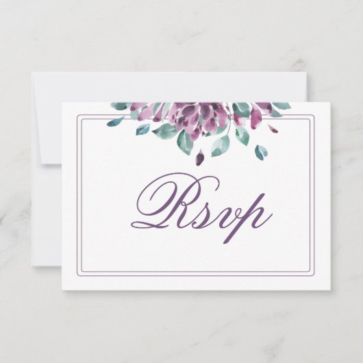 Dusky Paarse Herfst Floral RSVP-kaart RSVP Kaartje (Voorkant)