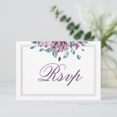 Dusky Paarse Herfst Floral RSVP-kaart RSVP Kaartje (Staand voorkant)