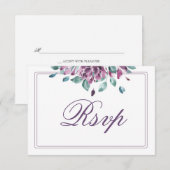Dusky Paarse Herfst Floral RSVP-kaart RSVP Kaartje (Voorkant / Achterkant)