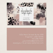 Dusky Pink Black Abstract Monogram Business Cards (Devant & derrière)