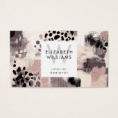 Dusky Pink Black Abstract Monogram Business Cards (Devant)