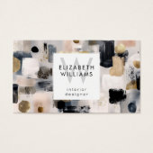 Dusky Pink Black Gold Monogram Business Cards (Devant)