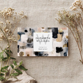 Dusky Pink Black Gold Monogram Business Cards Visitekaartje