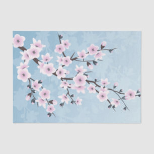 Dusky Pink Bleek Blue Cherry Blossom Tissuepapier