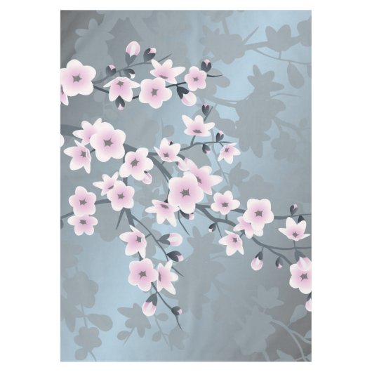Dusky Pink Dusty Blue Cherry Blossom Tafelkleed (Voorkant)