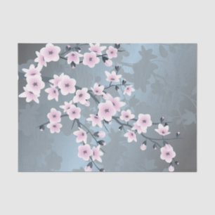 Dusky Pink Dusty Blue Cherry Blossom Tissuepapier