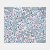 Dusky Pink Dusty Blue Cherry Blossoms Fleece Deken (Voorkant (Horizontaal))