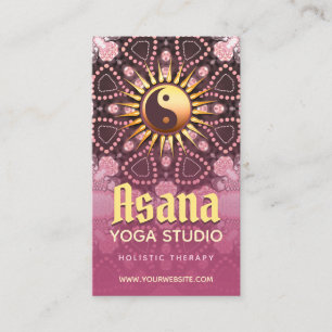 Dusky Pink & Gold Yin Yang Holistic Asana Yoga Visitekaartje