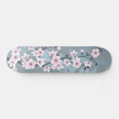 Dusky Pink Grayish Blue Cherry Blossom Floral Skateboard (Horizontaal)