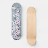 Dusky Pink Grayish Blue Cherry Blossom Floral Skateboard (Voorkant)