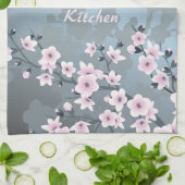 Dusky Pink Grayish Blue Cherry Blossom Theedoek (Gevouwen)