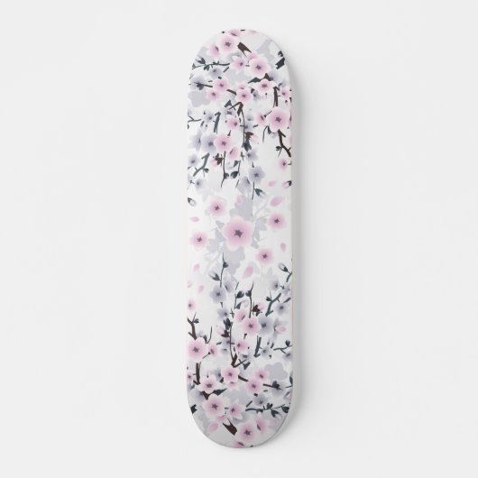 Dusky Pink Mauve Cherry Blossom Skateboard (Voorkant)