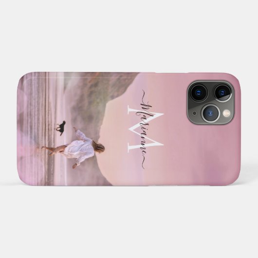 Dusky Pink Monogram Beach Case-Mate iPhone Case (Achterkant (horizontaal))