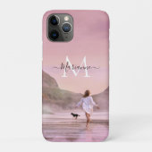 Dusky Pink Monogram Beach Case-Mate iPhone Case (Achterkant)