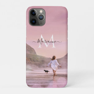 Dusky Pink Monogram Beach iPhone 11 Pro Hoesje