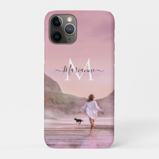 Dusky Pink Monogram Beach Case-Mate iPhone Case (Achterkant)