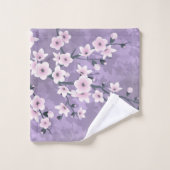 Dusky Pink Paarse Cherry Blossom Floral Bad Handdoek (Wasdoekje)