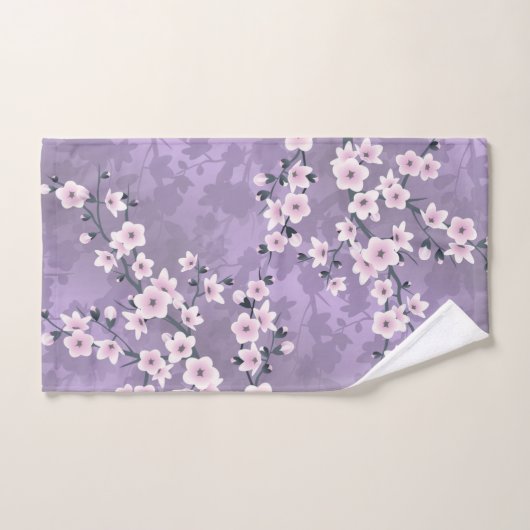 Dusky Pink Paarse Cherry Blossom Floral Bad Handdoek (Handdoek)