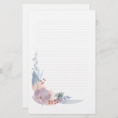 Dusky Pink Waterverf Floral Note Paper Briefpapier (Voorkant / Achterkant)