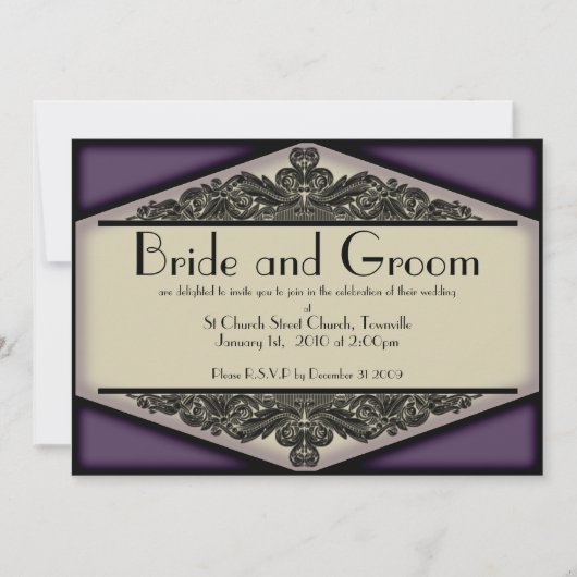 Dusky Purple Vintage, invitation à un mariage (Devant)