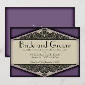 Dusky Purple Vintage, invitation à un mariage (Devant / Derrière)