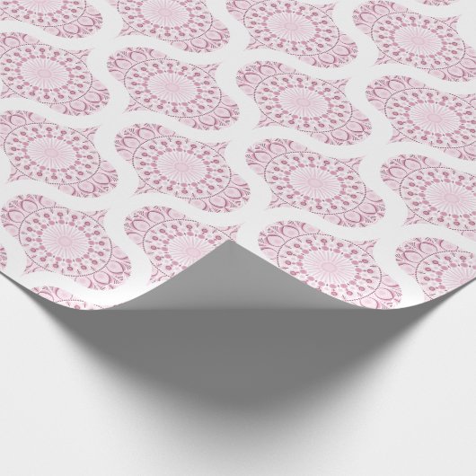 Dusky Roos Confetti Lace Dot Mandala Retro Ogee Cadeaupapier (Hoek)