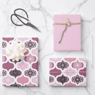 Dusky Rose Dot Mandalas Ogee Patchwork Inpakpapier Vel
