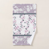 Dusky Rose Mauve Stripes Cerise Fleurs Towe (Serviette à main)