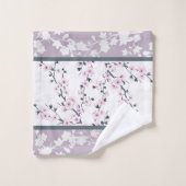 Dusky Rose Mauve Stripes Cerise Fleurs Towe (Gant de toilette)