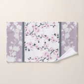 Dusky Rose Mauve Stripes Cerise Fleurs Towe (Serviette à main)