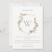 Dusky Roze Blush Wilde Bloem Crest Bruiloft Bedankkaart (Voorkant)