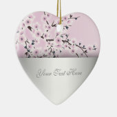 Dusky Roze Cherry Blossom Floral add Text Keramisch Ornament (Rechts)