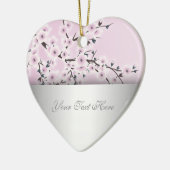 Dusky Roze Cherry Blossom Floral add Text Keramisch Ornament (Links)