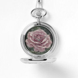 Dusky Roze Rose Bloem Gepersonaliseerd Zilver Horloge