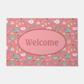 Dusky Roze TeaCups Theewinkel Welkom Deurmat (Voorkant)