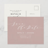 Dusky roze + wit elegante bruiloft opslaan van de briefkaart (Voorkant / Achterkant)