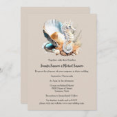 Dusky roze wit zeepaardje schelp koraal strand kaart (Voorkant / Achterkant)