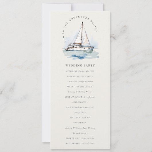 Dusky Sailboat Yacht Seascape Wedding Programme (Dos)