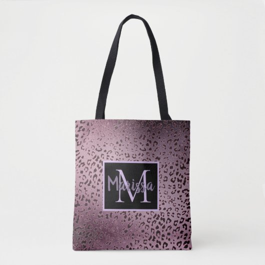 Dusky Violet Leopard Monogram Draagtas (Voorkant)