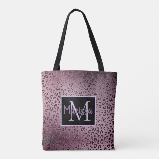 Dusky Violet Leopard Monogram Draagtas (Achterkant)