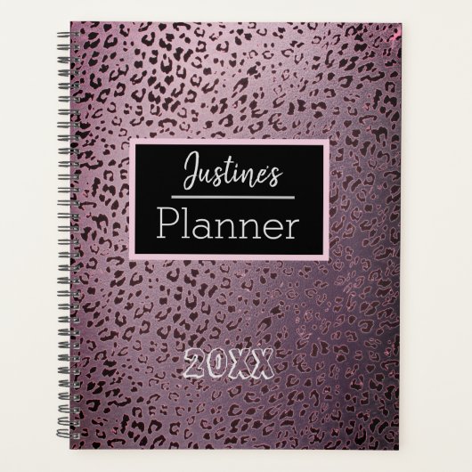 Dusky Violet Leopard Personalized Planner (Voorkant)