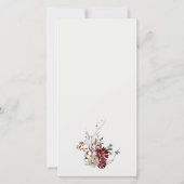 Dusky Warm Winter Festive Fauna Mariage Menu Card (Dos)