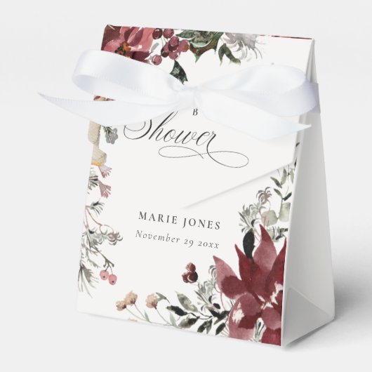 Dusky Warm Winter Festive Foliage Baby shower Bedankdoosjes (Voorkant Zijde)