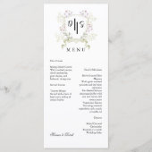 Dusky Wildflower Monogram Crest Wedding Menu (Voorkant)