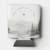 Dusky Winter Sneeuw Berg Landschap Bruiloft Blikjeskoeler (Achterkant)