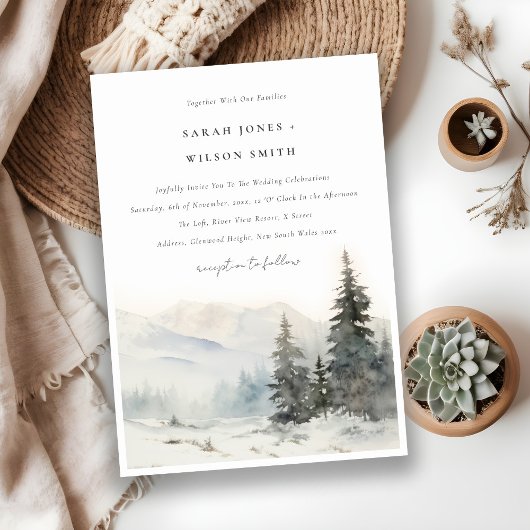 Dusky Winter Sneeuw Berg Landschap Bruiloft Kaart