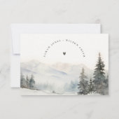 Dusky Winter Sneeuw Berg Landschap Bruiloft RSVP Kaartje (Achterkant)