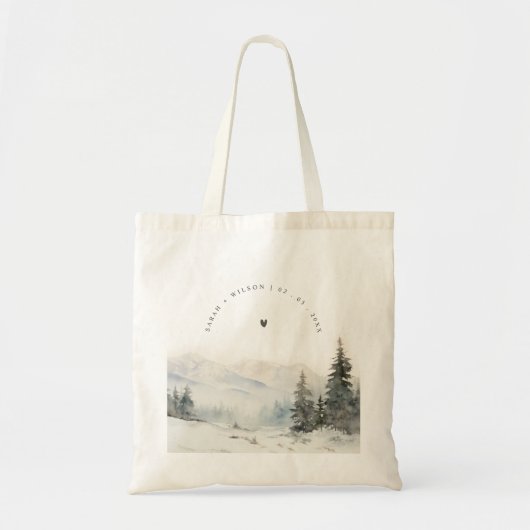 Dusky Winter Sneeuw Berg Landschap Bruiloft Tote Bag (Voorkant)