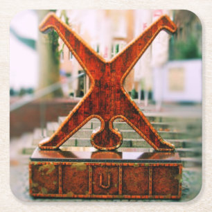 Dusseldorf, Duitsland Cartwheel Symbol - Onderzett Vierkante Kartonnen Onderzetter