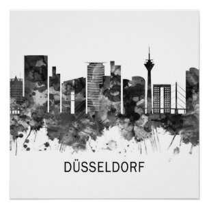 Dusseldorf Duitsland Skyline BW Perfect Poster
